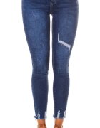Koucla Blugi dama skinny albastri uzati cu talia inalta Bachia