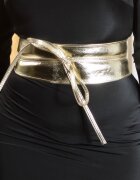 Koucla Curea dama din imitatie piele aurie lata cu snur Kalissy
