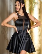 Koucla Rochie scurta neagra in clos cu benzi transparente Diana