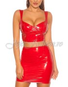 Koucla Top lucios rosu din latex wetlook Linda