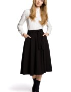 MOE Fusta office midi neagra cu cordon Phoebe