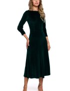 MOE Rochie de ocazie midi verde din catifea clasica Simina