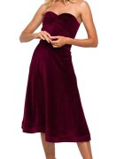 MOE Rochie eleganta midi din catifea burgundy retro Morana
