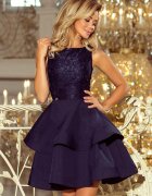 Numoco Rochie baby doll cu dantela bleumarin cu volane Zoey