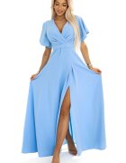 Numoco Rochie eleganta lunga baby blue vaporoasa petrecuta Kasandra