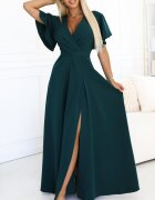 Numoco Rochie eleganta lunga verde smarald vaporoasa petrecuta Kasandra