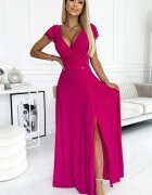 Numoco Rochie lunga din glitter roz fucsia Cristaliza