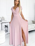 Numoco Rochie lunga din glitter roz pal Cristaliza