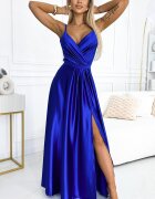 Numoco Rochie lunga din satin albastra petrecuta Juliett