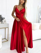 Numoco Rochie lunga rosie din satin Juliett