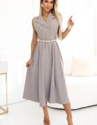 Numoco Rochie midi tip camasa gri evazata Anemona