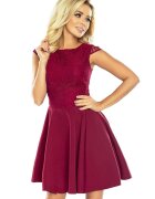 Numoco Rochie scurta babydoll cu dantela burgundy Aubrey