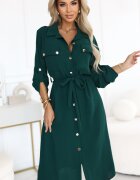 Numoco Rochie tip camasa verde midi cu maneca lunga Asiyah