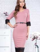 PerDonna Rochie marime mare midi roz pal Tatiana