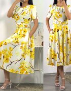  Rochie de vara alba cu flori galbene in clos Adelaide