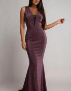  Rochie eleganta lunga lurex roz prafuit sirena Isra