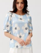 Roco Fashion Bluza dama eleganta bleu cu flori vaporoasa JennaR