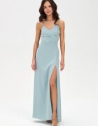 Roco Fashion Rochie de ocazie lunga menta crapata pe picior cu spatele gol LivianaR