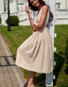 Roco Fashion Rochie din voal bej vaporoasa midi Margie