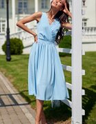 Roco Fashion Rochie eleganta midi din voal baby blue vaporoasa Margie