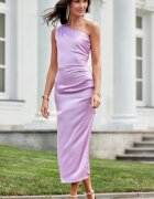 Roco Fashion Rochie lunga din satin lila cu un umar gol Lamia