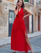 Roco Fashion Rochie lunga rosie din voal vaporoasa Yurianne