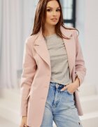 Roco Fashion Sacou dama elegant clasic roz pudra cu nasturi FreyaR
