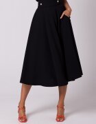 Style Fusta eleganta in clos midi neagra cu talia inalta Ninette