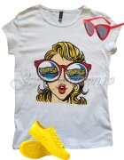  Tricou dama alb casual cu imprimeu colorat Anna