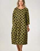 158C Rochie lalea verde cu buline embosate catifelate si croi lejer din vascoza