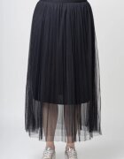 70 Degrees Fusta din tulle plisata lunga neagra