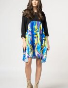 70 Degrees Rochie trendy cu imprimeu chipuri predominant albastru electric din bumbac