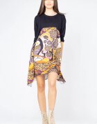 70 Degrees Rochie trendy cu imprimeu pauni predominant portocaliu
