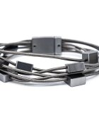 Arco Iris Bratara magnetica multisir din 6 fire piele ecologica cu patrate argintiu mat