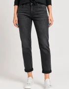 CUDI Blugi dama Mom Fit cu talie medie si aspect prespalat - negru