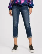 CUDI Blugi dama slim fit cu aspect prespalat si efect vintage - albastru