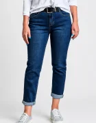 CUDI Blugi dama slim fit cu talie medie si aspect prespalat - albastru