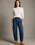 CUDI Pantaloni jeans albastri denim croiala balon cu curea neagra inclusa