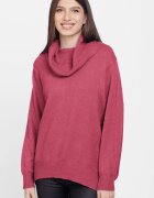Flex Moda Pulover cu guler inalt elegant din vascoza si lana roz inchis