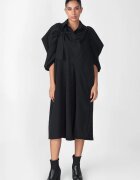 H-4 Rochie neagra oversize cu maneci bufante si ample