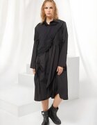 H-4 Set rochie neagra oversize cu guler tip camasa si vesta cu volanas