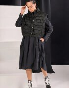 H-4 Set rochie neagra oversize cu guler tip camasa si vesta matlasata