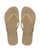 Havaianas Papuci cu talpa groasa din cauciuc natural bej cu glitter