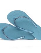 Havaianas Papuci slim din cauciuc natural cu glitter albastru