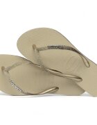 Havaianas Papuci slim din cauciuc natural cu glitter gri nisipiu