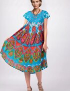 Indian Emporium Rochie midi A-line cu imprimeu paisley pe fond turcoaz