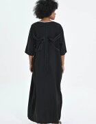 JUST ANGELS Rochie neagra oversize cu detalii fine albe
