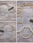 Katerina Vassou Colier Ceres in forme circulare armonioase si pandant cu cristale din alama placata cu gun metal