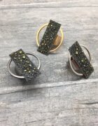 Katerina Vassou Inel Ceres cu forma circulara si dreptunghi cu cristale din alama placata cu gun metal