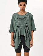 LES MIOS Bluza verde oversize din tencel cu pliseuri pe fata